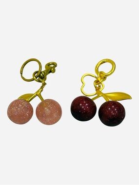 Cherry Keychains - Gold Hardware, Pink & Burgundy nwot bundle of 2